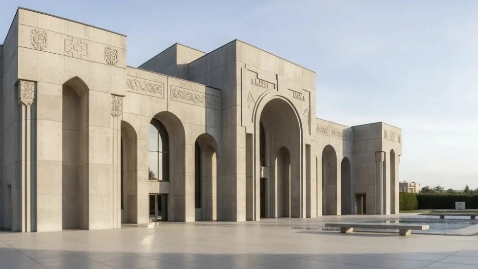Cement facade of ceremonial halls with special design Cement facade of ceremonial halls with special design